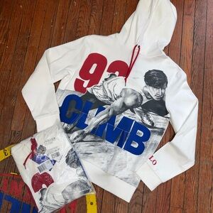 Polo by Ralph Lauren White Hoodie with Red and Blue Graphic